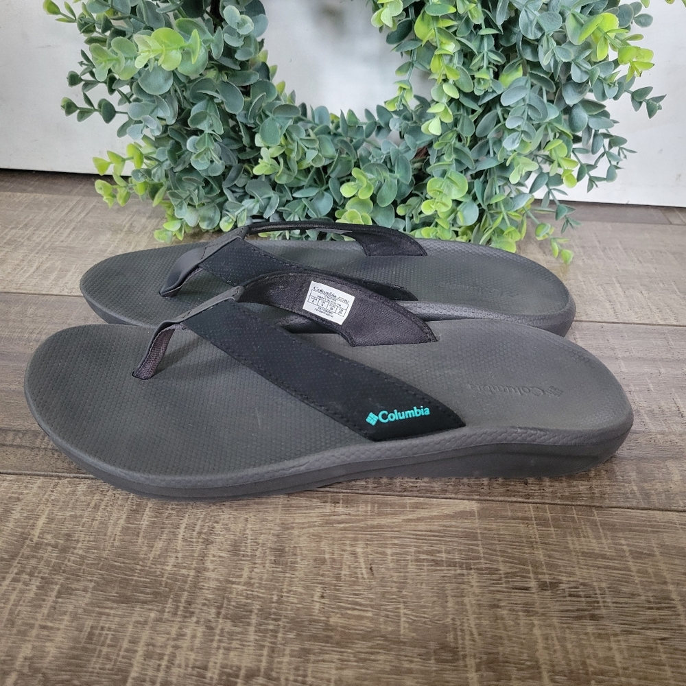 Columbia Flip Flops Black Gray Summer Sandals BL4532-010 Womens Size 8